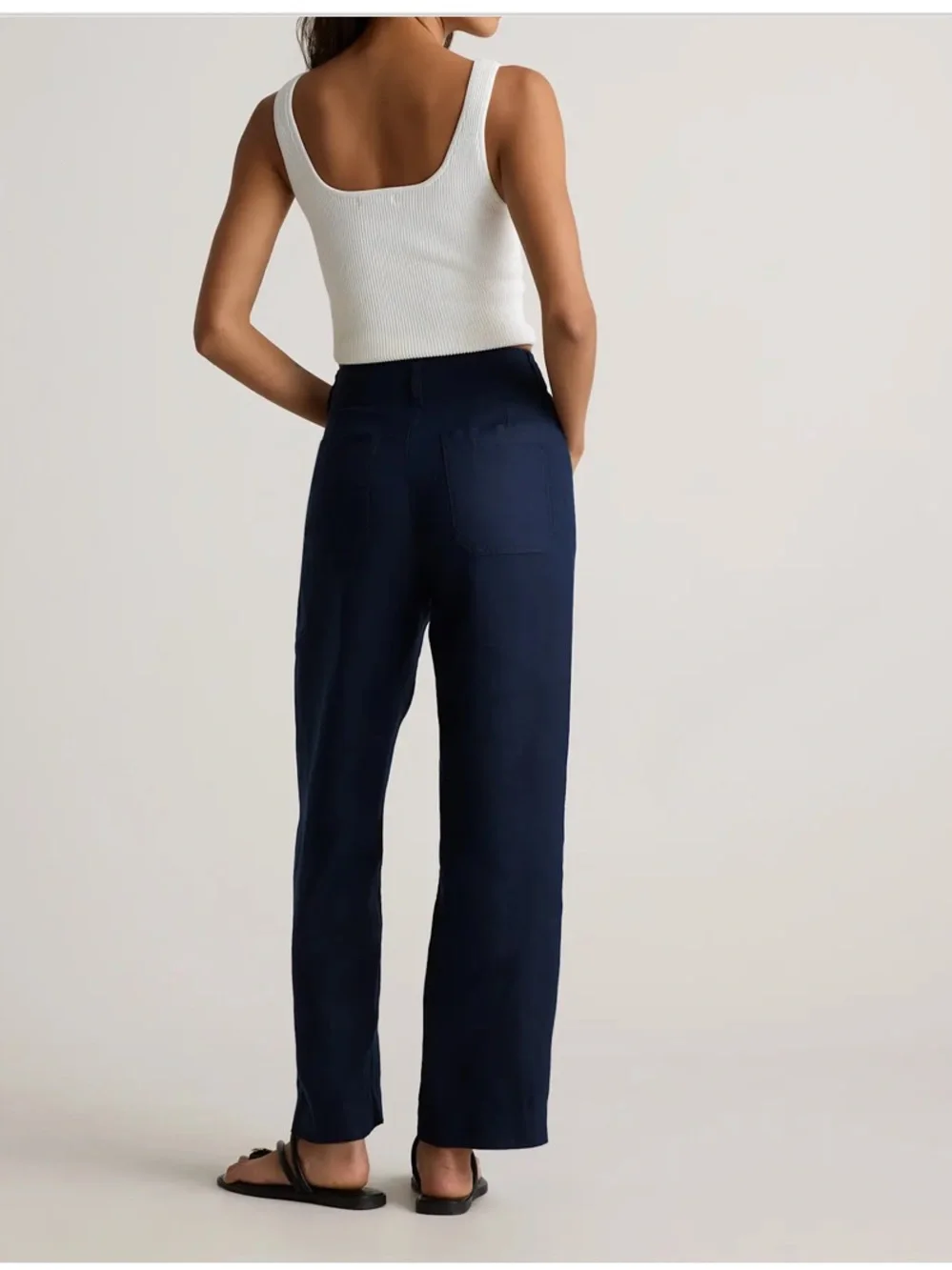 Quince 100% European Linen Patch Pocket Wide Leg Pants